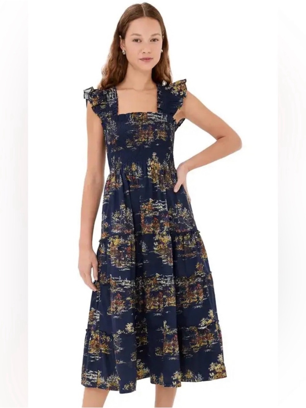 Navy Blue Hill House Home Ellie Nap Dress - Equestrian Toile XXS